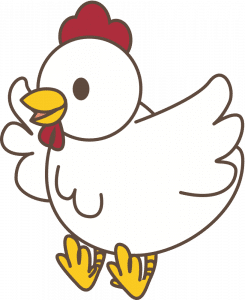 Cartoon chicken with wings flapping